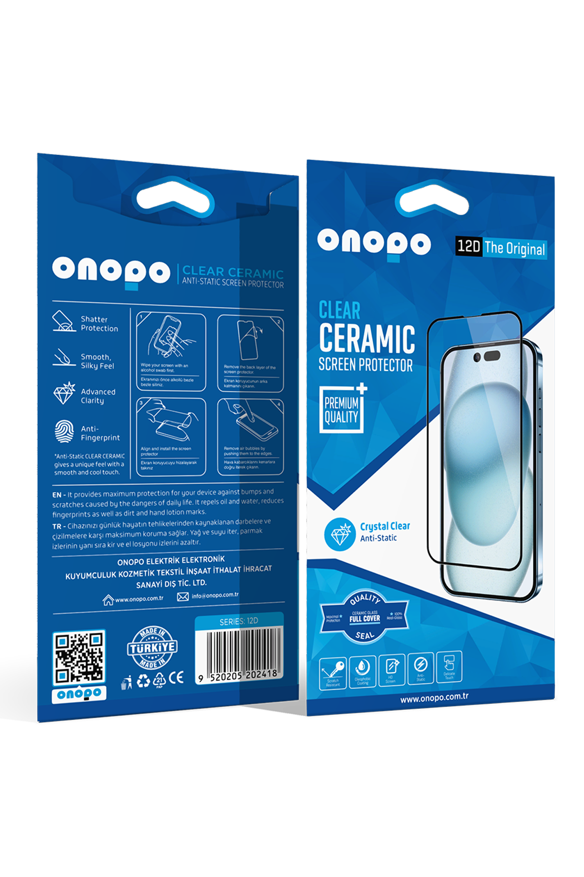 onopo Iphone 15 Pro Max Uyumlu Tam Kaplayan Şeffaf Seramik 12D Cam Ekran Koruyucu