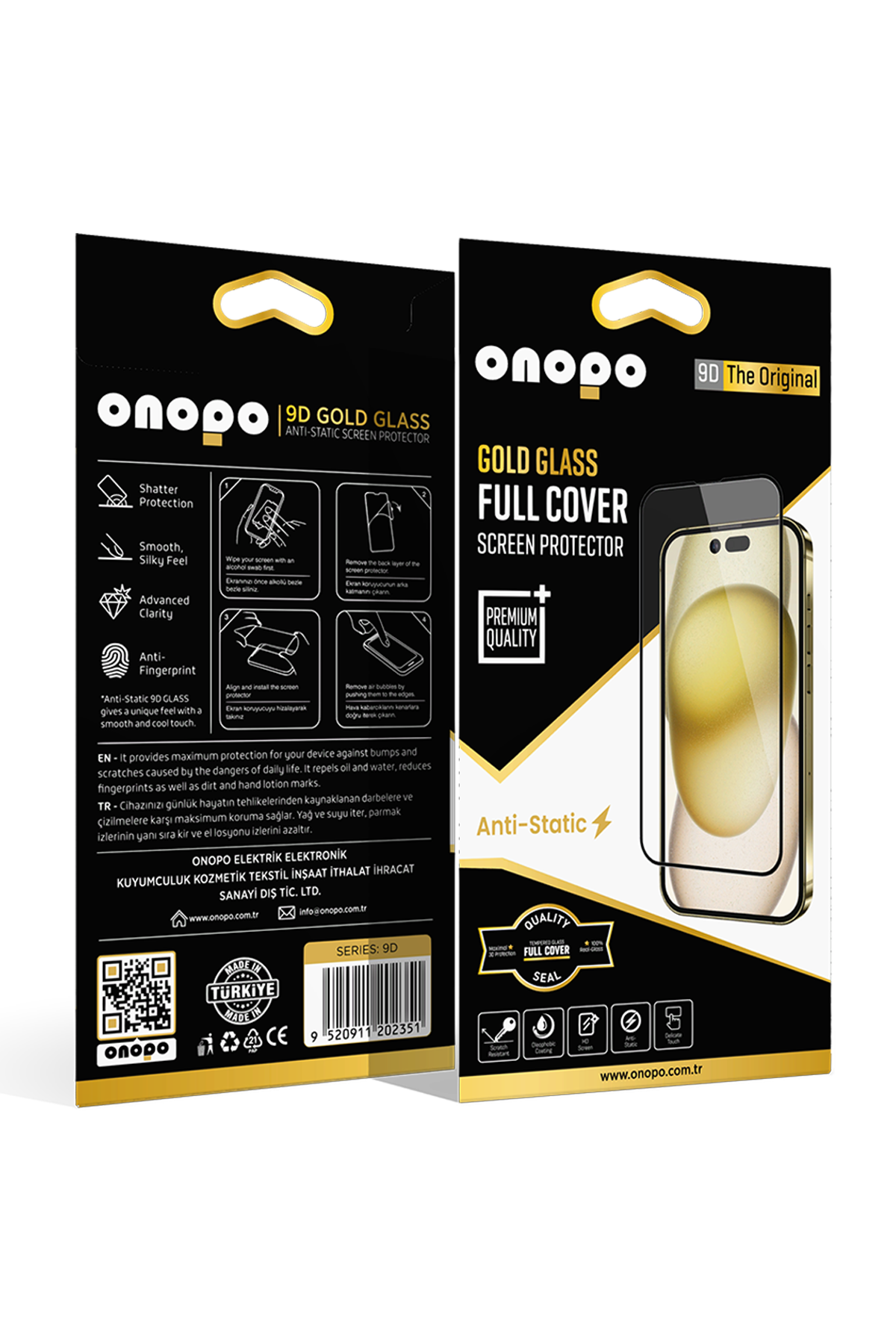 Onopo İphone 14 Pro Anti Static 9D Tam Ekran Cam Ekran Koruyucu