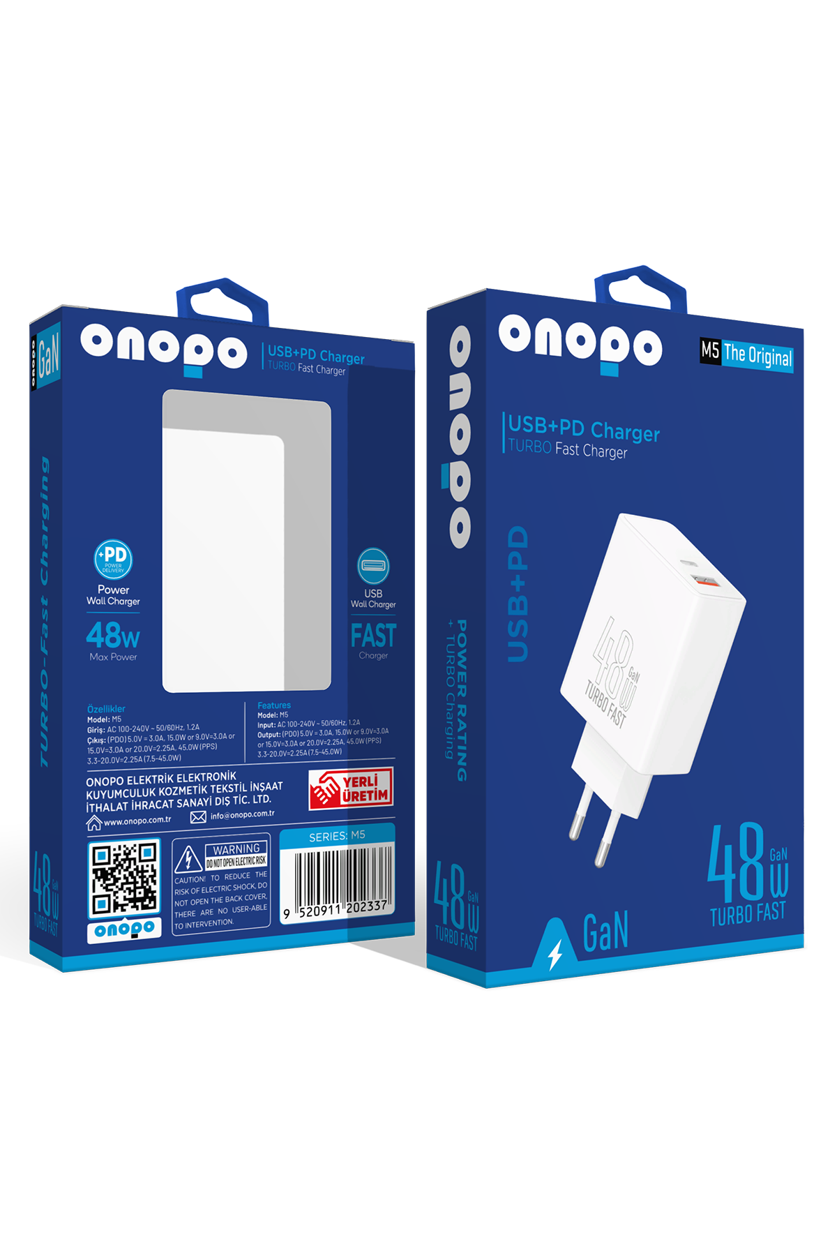 onopo 48w Type-c Ve Usb Girişli Turbu Şarj Adaptörü Başlığı - M5