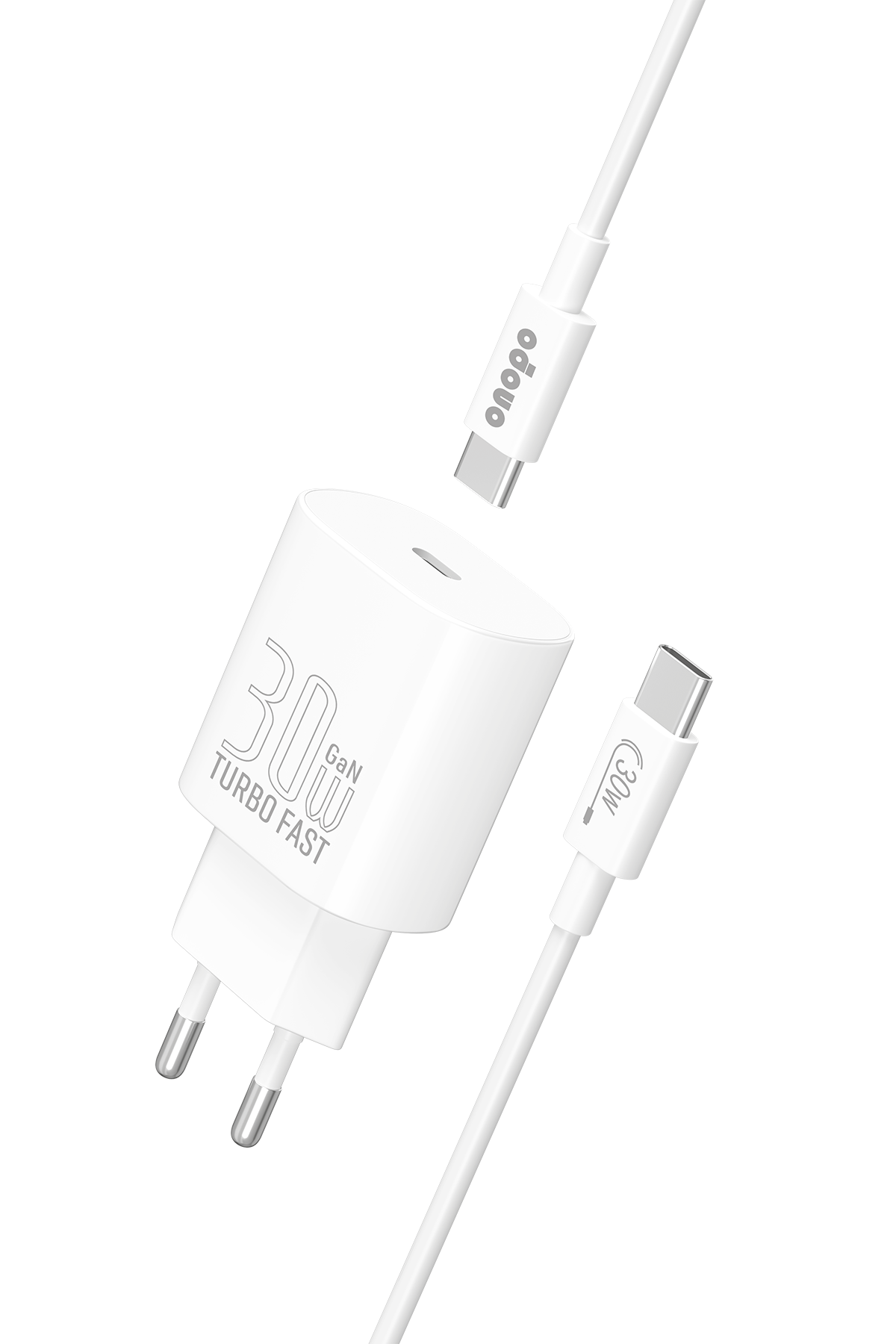 onopo 30W Turbo PD Type-C Hızlı Şarj Cihazı Adaptör + Şarj Kablosu - M2