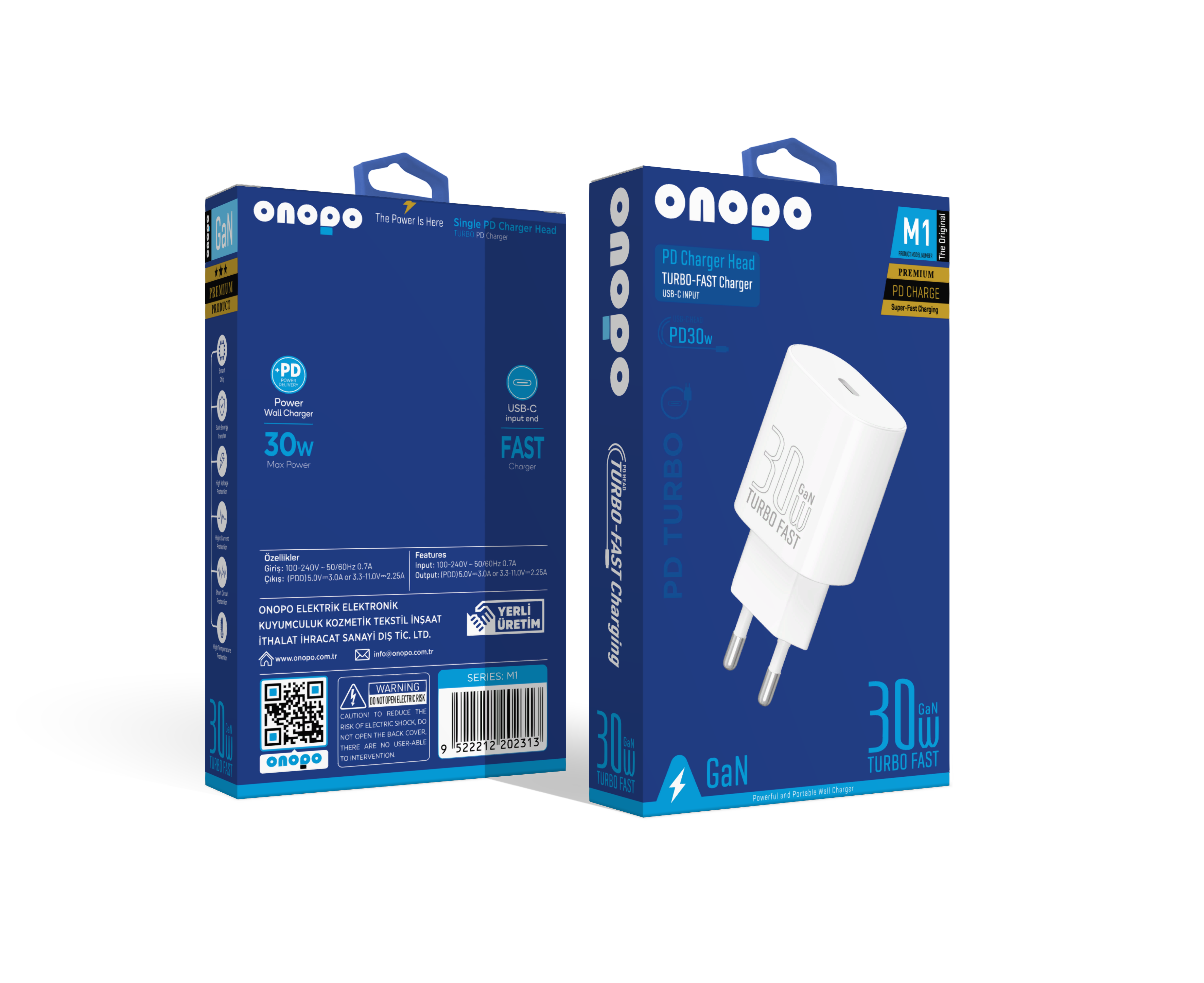 onopo Iphone ve Android Uyumlu 30W Type-C Girişli Şarj Adaptörü Başlığı - M1