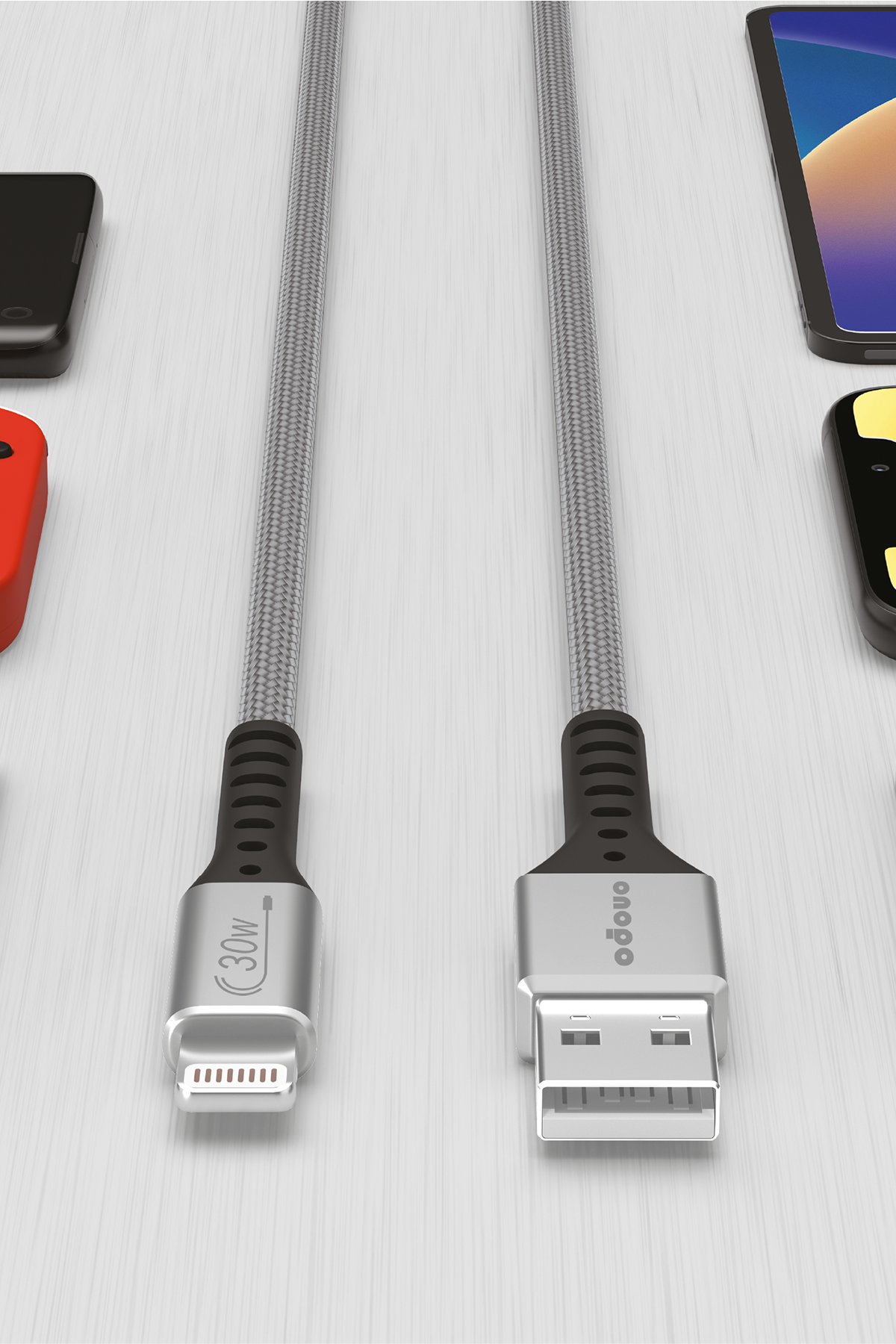 Onopo İphone Apple Uyumlu 3.4A Lightning Apple Örgülü Hızlı Şarj ve Data Kablosu 30W Metal Uçlu ( 5 Yıl Garanti Güvencesiyle )-F8