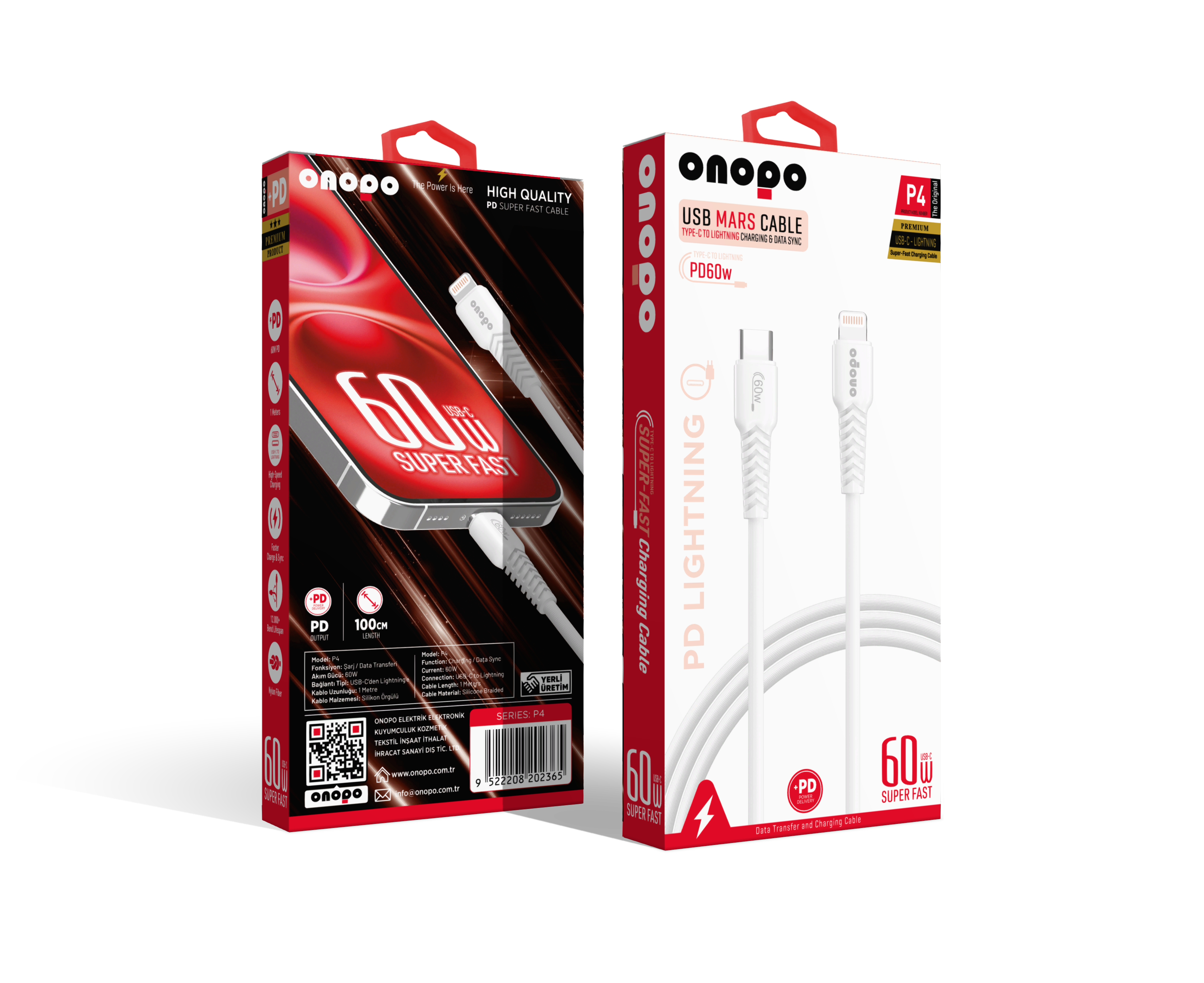 onopo İphone Apple Uyumlu Type-C To Lightning Pd 20W Hızlı Şarj ve Data Kablosu 100CM - P4