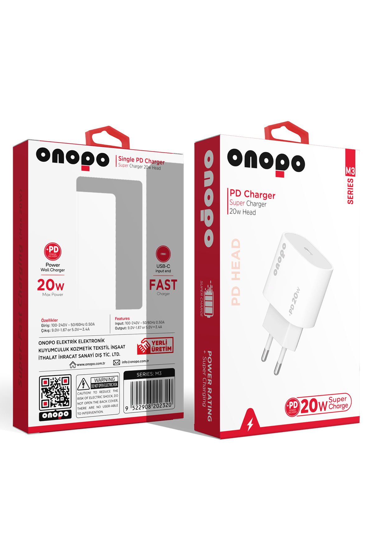 onopo Iphone ve Android Uyumlu 20W Type-C Girişli Şarj Başlığı - M3