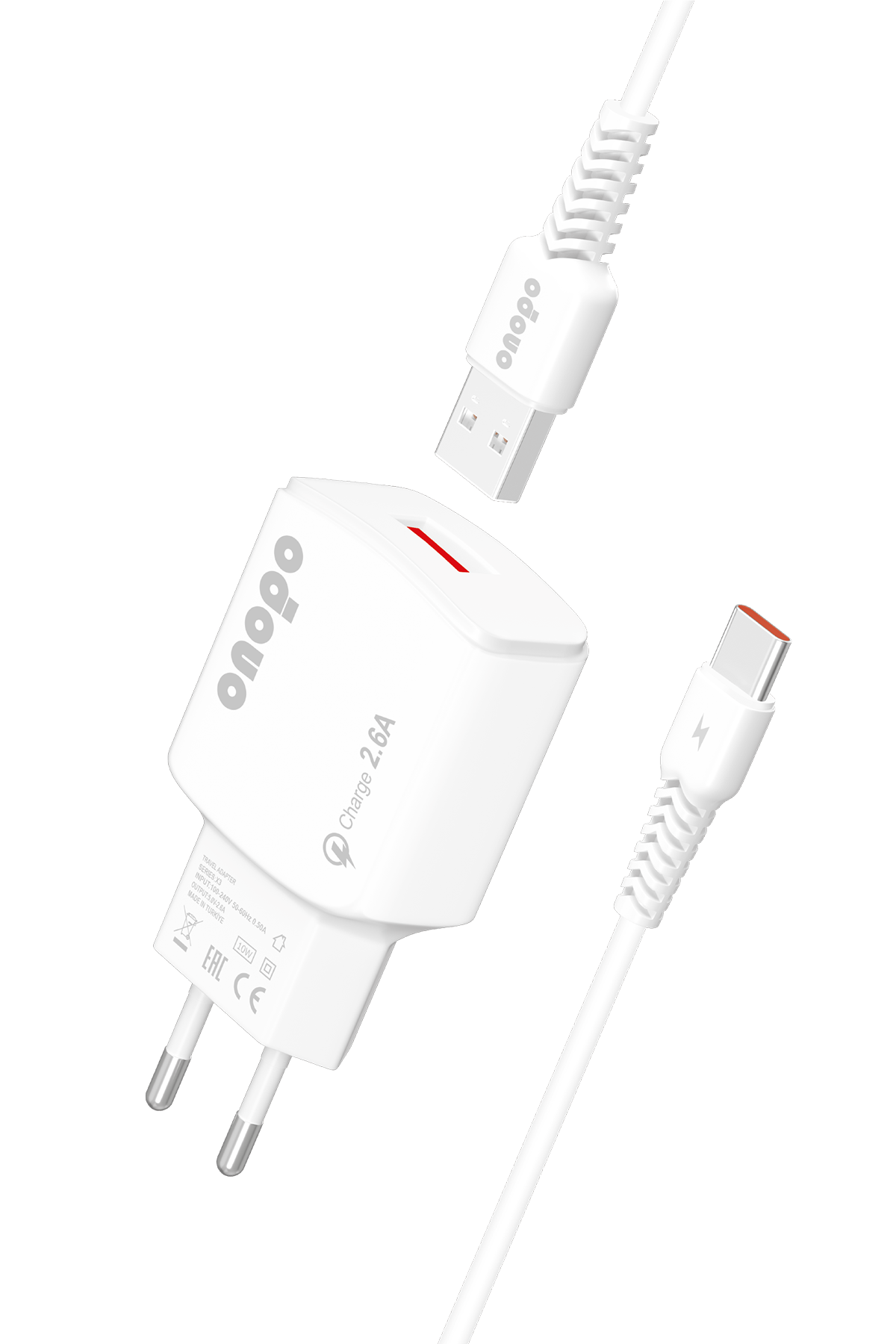 Onopo Android Xiaomi ve Samsung Uyumlu Hızlı Şarj Type-C USB 2.6A Hızlı Şarj Cihazı 10W - X4