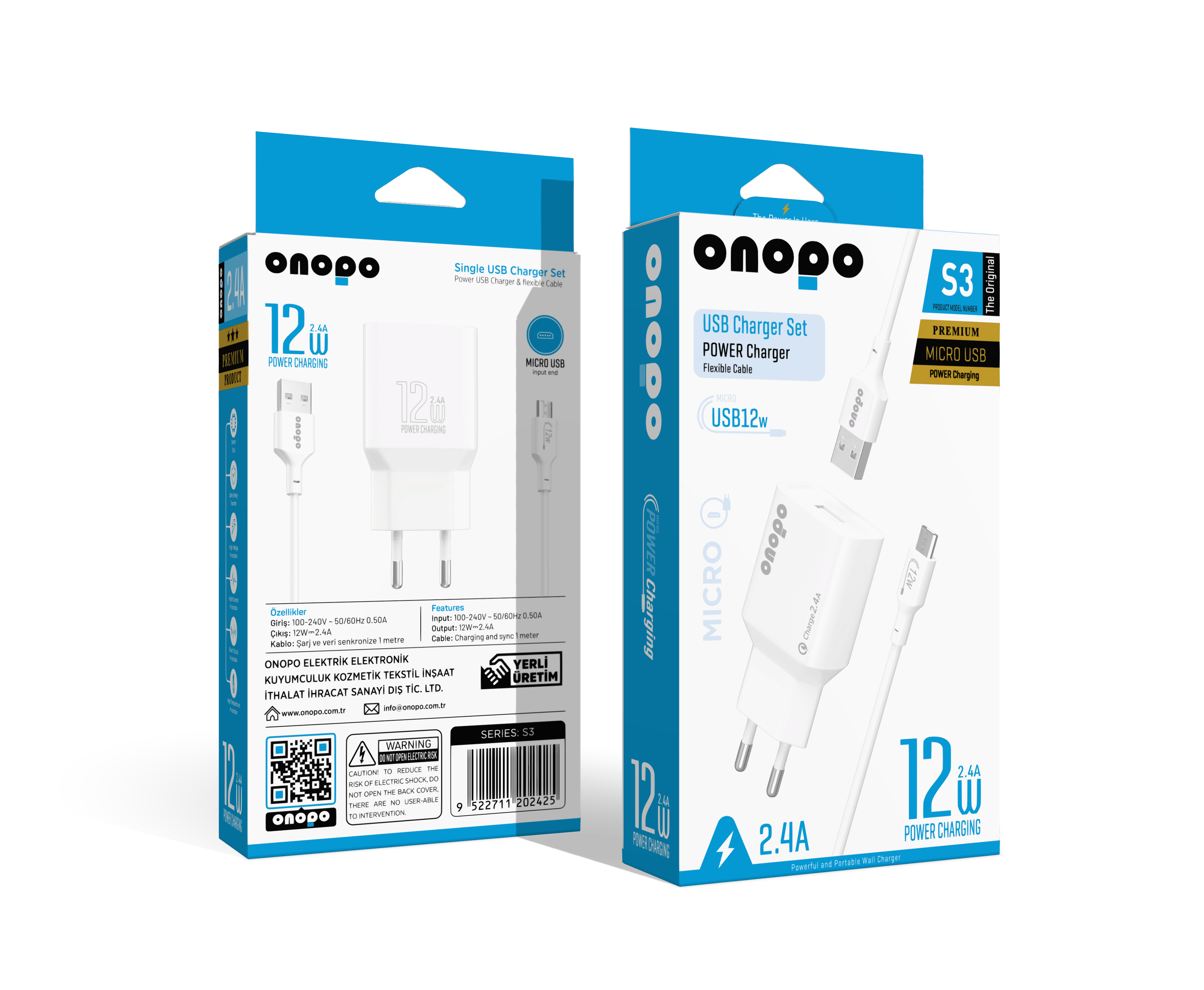 Onopo S3 12W 2.4A Micro USB Şarj Cihazı