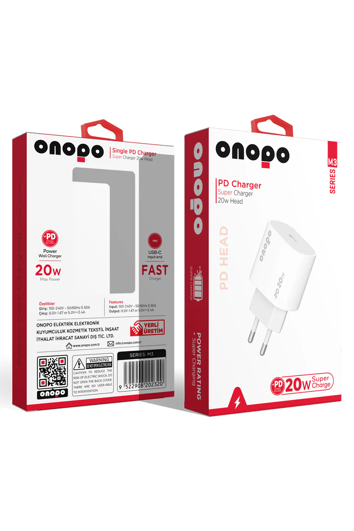 Onopo iPhone ve Android Uyumlu 20W Type-C Girişli Şarj Başlığı - M3 - görsel 1