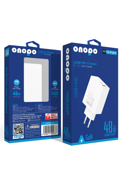 Onopo 48W Type-C ve USB Girişli Turbo Şarj Adaptörü Başlığı - M5