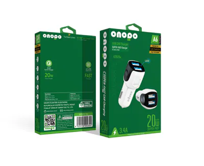 Onopo 3.4A Çift USB Çıkışlı Hızlı Araç Şarjı 20W - A6