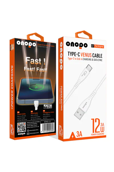 Onopo Android Xiaomi ve Samsung Uyumlu Type-C USB Hızlı Şarj ve Data Kablosu 3.0A / 1MT - D7