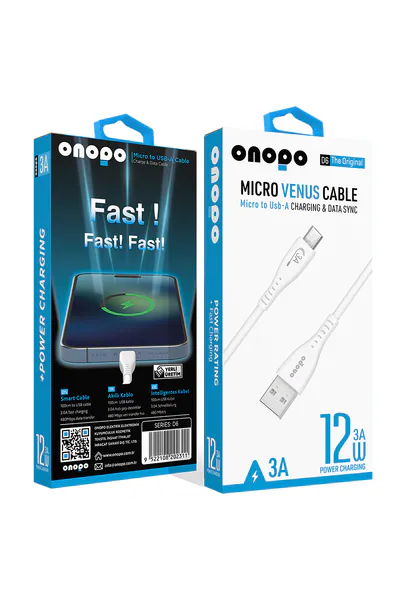 Onopo Android Xiaomi ve Samsung Uyumlu Micro USB Hızlı Şarj ve Data Kablosu 3.0A / 1MT - D6